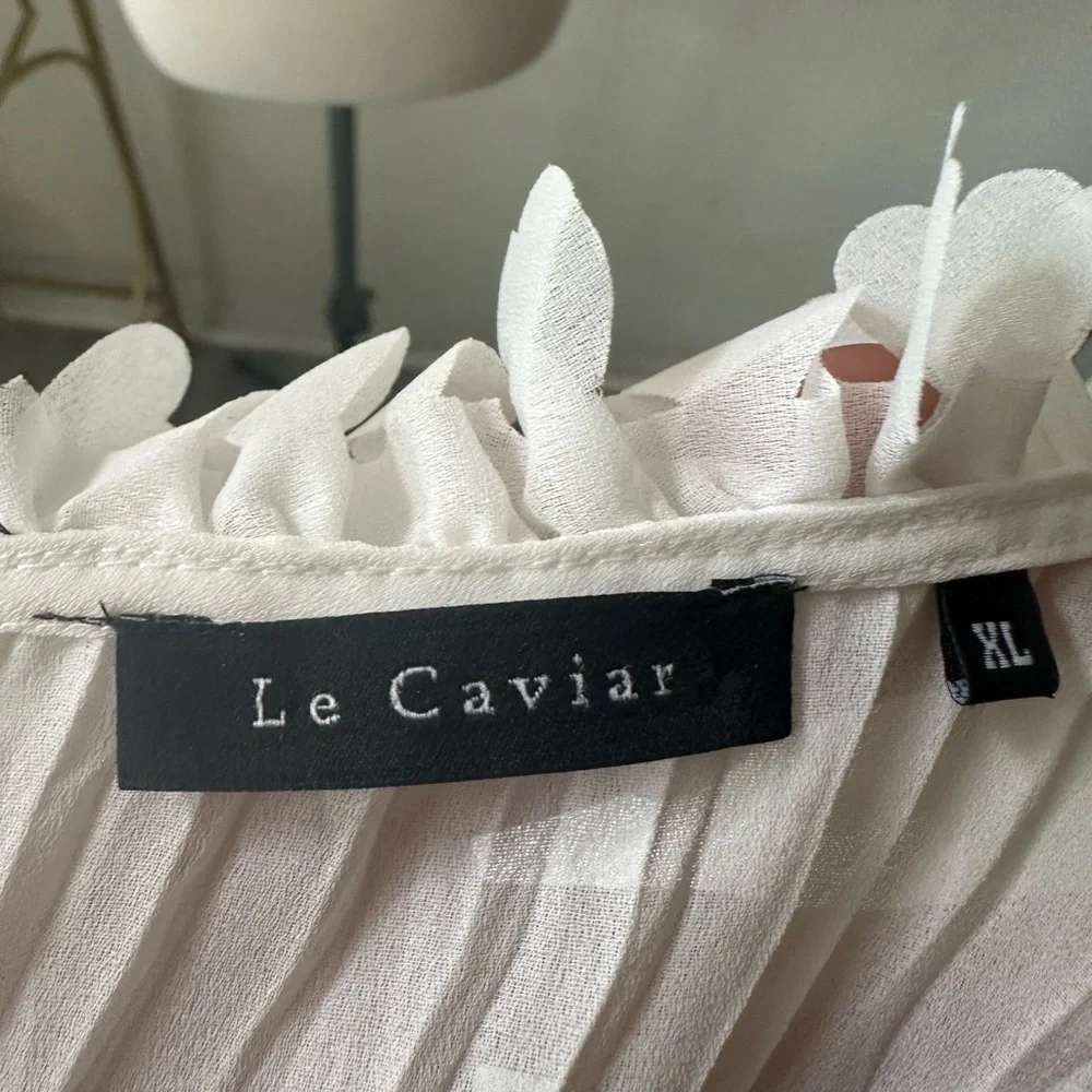 Vintage Le caviar White Sheer Blouse with Floral Trim Sz XL romantic boho chic - Picture 4 of 4